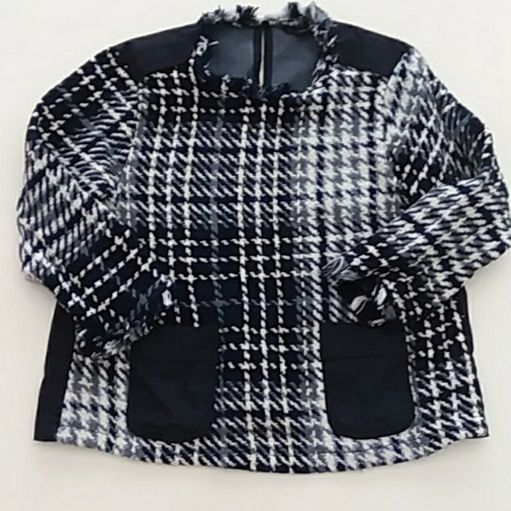 Zara Basics medium Navy blue Tweed denim top